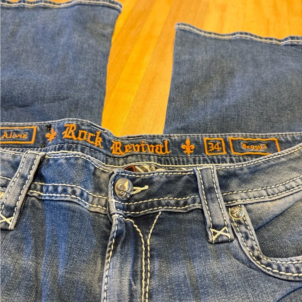 Women’s Rock revival Baggy Blue Jeans - Picture 3 of 8